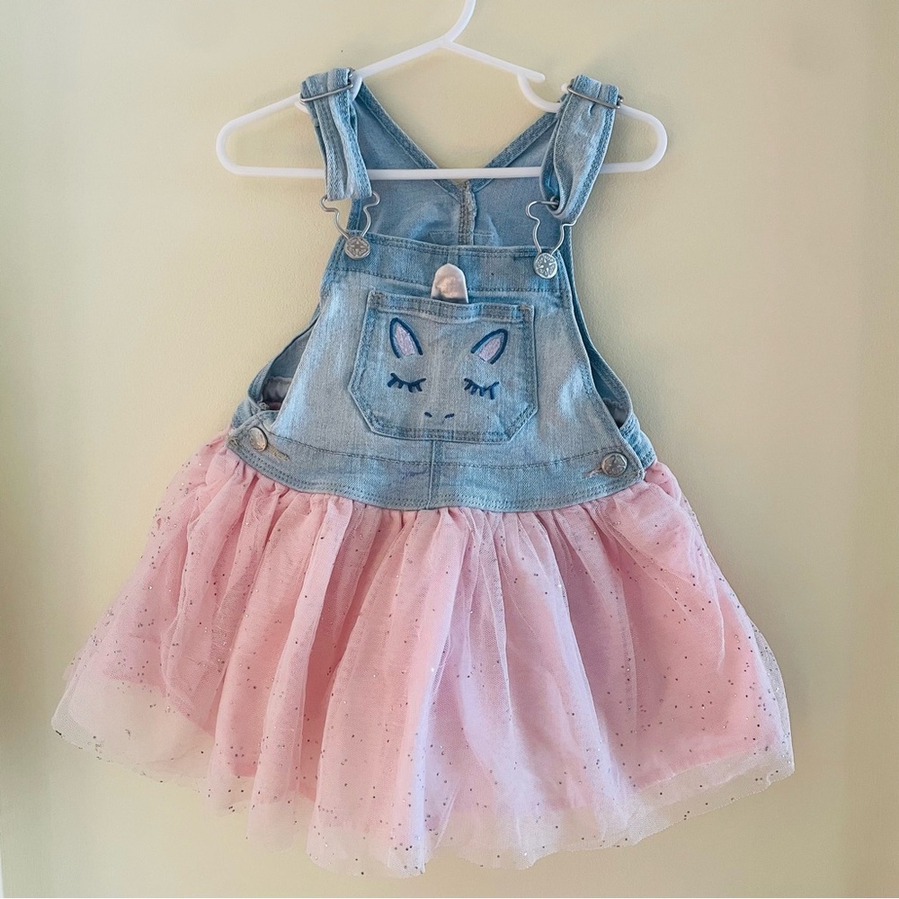 OshKosh B’gosh 3T Denim Eyelet Unicorn dress in pink and denim